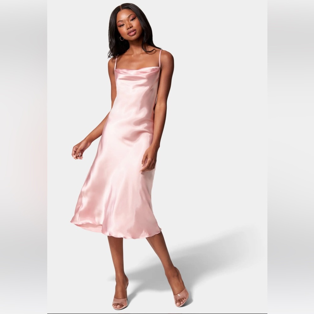 NWT Bebe Satin Cowl Neck Slip Dress